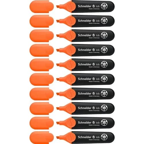 Schneider Job Highlighter Chisel Tip 1-5mm Orange Ink 10-Pack | Fade-Resistant & Light-Resistant thumbnail 1