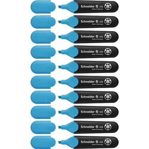 Schneider Job Highlighter, Chisel Tip, 1 + 5 mm, Blue Ink, Box of 10 | Fade-Resistant & Light-Resistant thumbnail 1