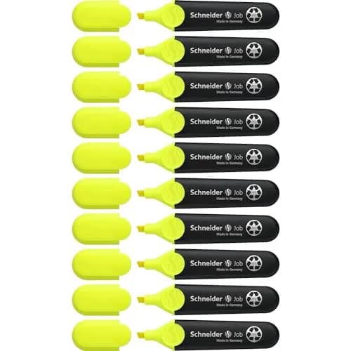 Schneider Job Highlighter Yellow Chisel Tip 10-Pack | Fluorescent Ink, 1-5mm Line Width thumbnail 1