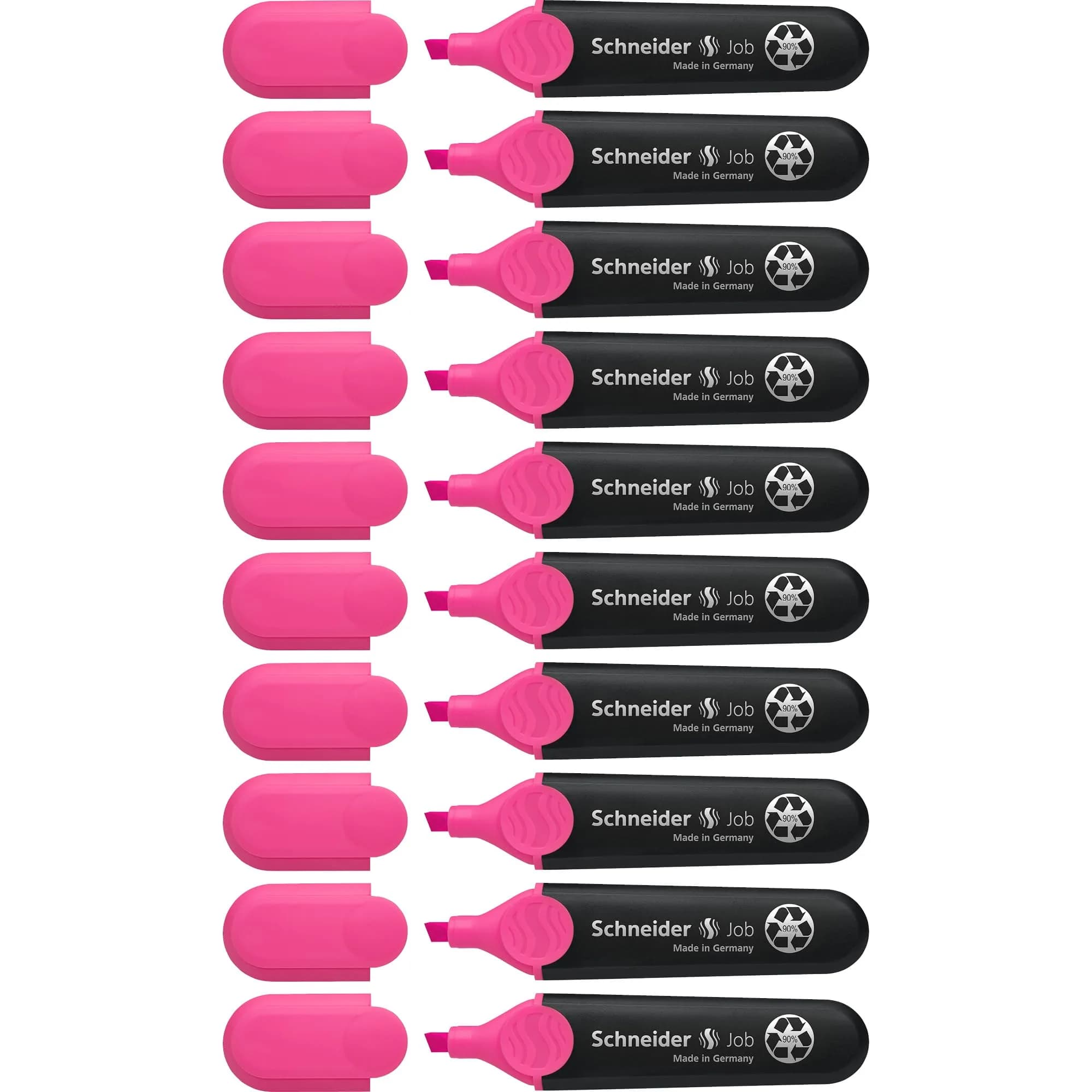 Schneider Job Highlighter, Chisel Tip, 1 + 5 mm, Blue Ink, Box of 10 | Fade-Resistant & Light-Resistant — Pink / Chisel