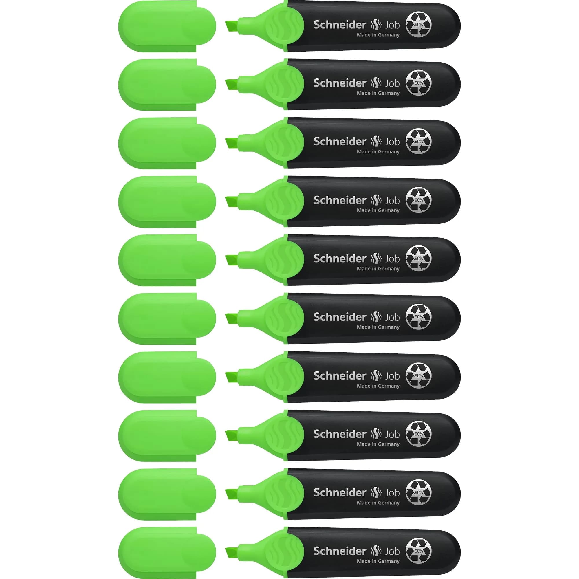 Schneider Job Highlighter Chisel Tip 1-5mm Green Ink 10-Pack | Fade-Resistant Ink for Documents — Green