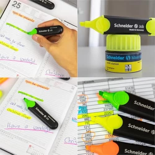 Schneider Job Highlighter Chisel Tip 1-5mm Green Ink 10-Pack | Fade-Resistant Ink for Documents thumbnail 3
