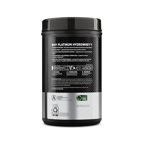 Optimum Nutrition Platinum Hydrowhey Protein Powder Turbo Chocolate 1.8 lb (816 g) | 30g Protein per Serving with BCAAs thumbnail 8