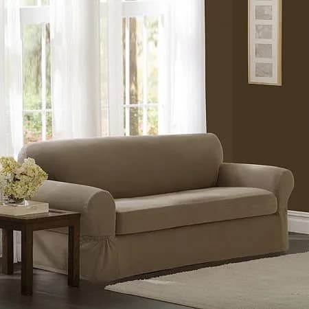 MAYTEX Pixel Ultra Soft Stretch Slipcover, 2-Piece Sofa, Sand | Fits Sofas up to 96" Long thumbnail 3