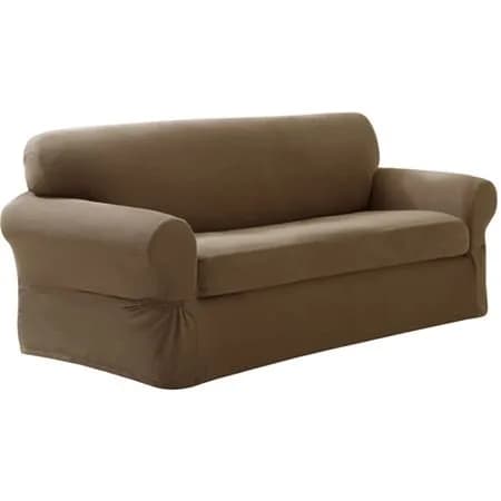 MAYTEX Pixel Ultra Soft Stretch Slipcover, 2-Piece Sofa, Sand | Fits Sofas up to 96" Long thumbnail 4