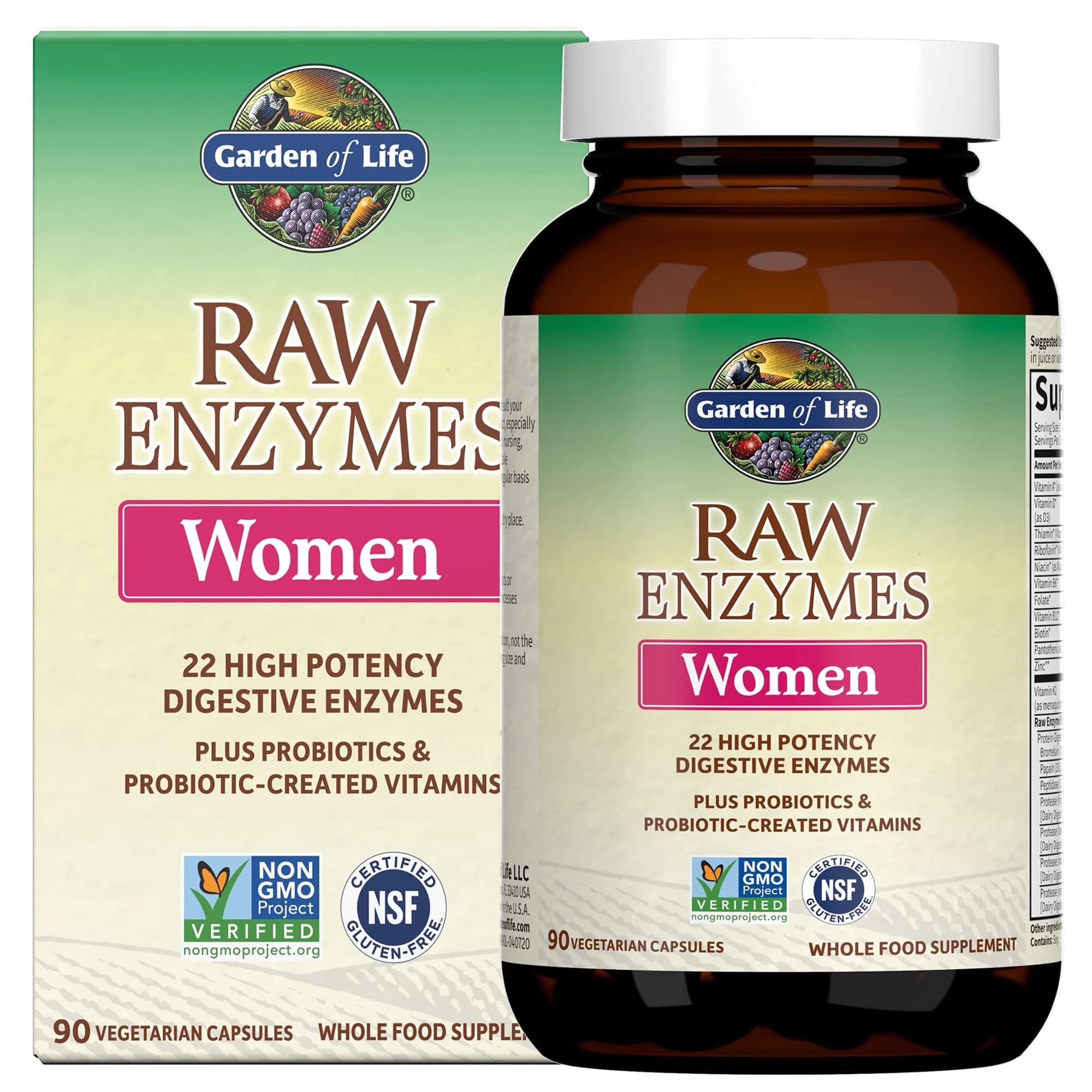 Garden of Life RAW Enzymes for Women Digestive Enzyme Supplement 90 Count | Vegetarian, Gluten-Free, Non-GMO