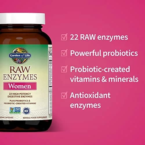 Garden of Life RAW Enzymes for Women Digestive Enzyme Supplement 90 Count | Vegetarian, Gluten-Free, Non-GMO thumbnail 4