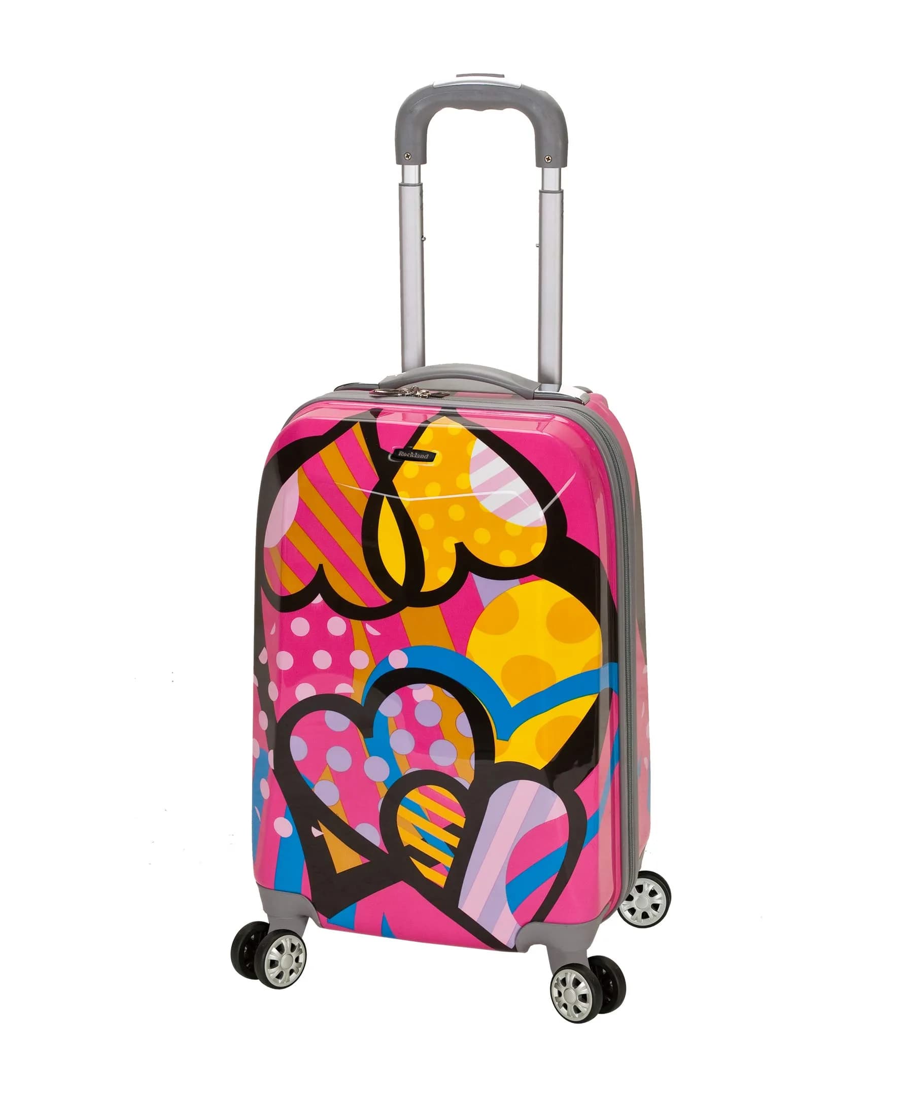 Rockland Vision Hardside Spinner Wheel Luggage 20" | Durable Polycarbonate Carry-On with Love Pattern