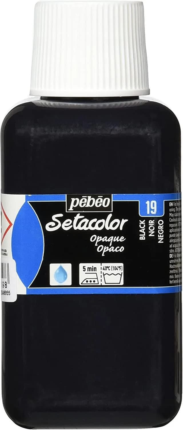 PEBEO Setacolor Opaque Fabric Paint 250ml | Bright & Iridescent Colors for Fabrics — Black