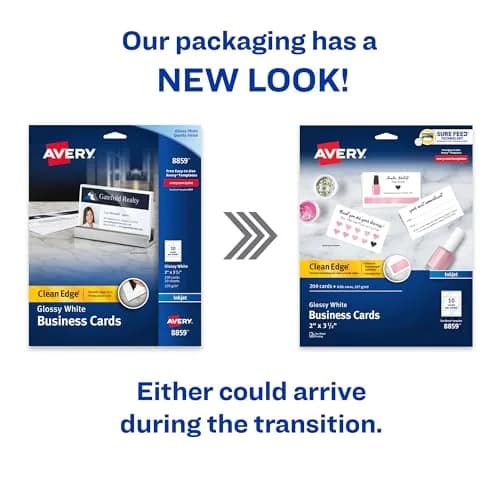 Avery Clean Edge Printable Business Cards 200 Cards (2" x 3.5") | Sure Feed Technology for Inkjet Printers thumbnail 2