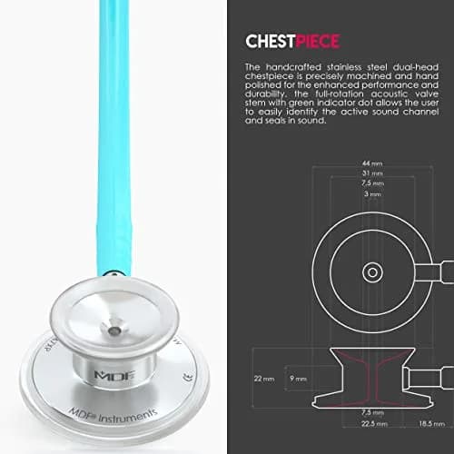 MDF Instruments Acoustica Lightweight Dual Head Stethoscope 31.2 x 0.8 inches | Trusted for Accurate Auscultation thumbnail 4