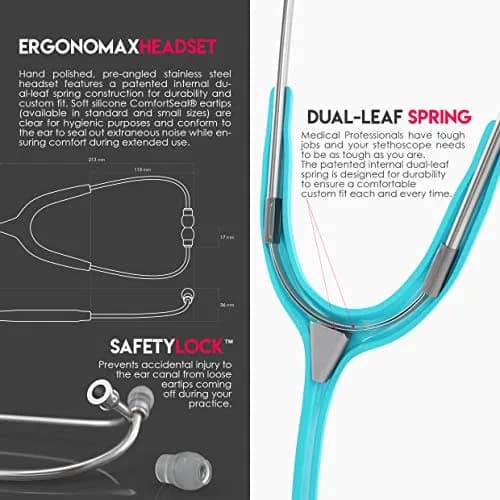 MDF Instruments Acoustica Lightweight Dual Head Stethoscope 31.2 x 0.8 inches | Trusted for Accurate Auscultation thumbnail 5