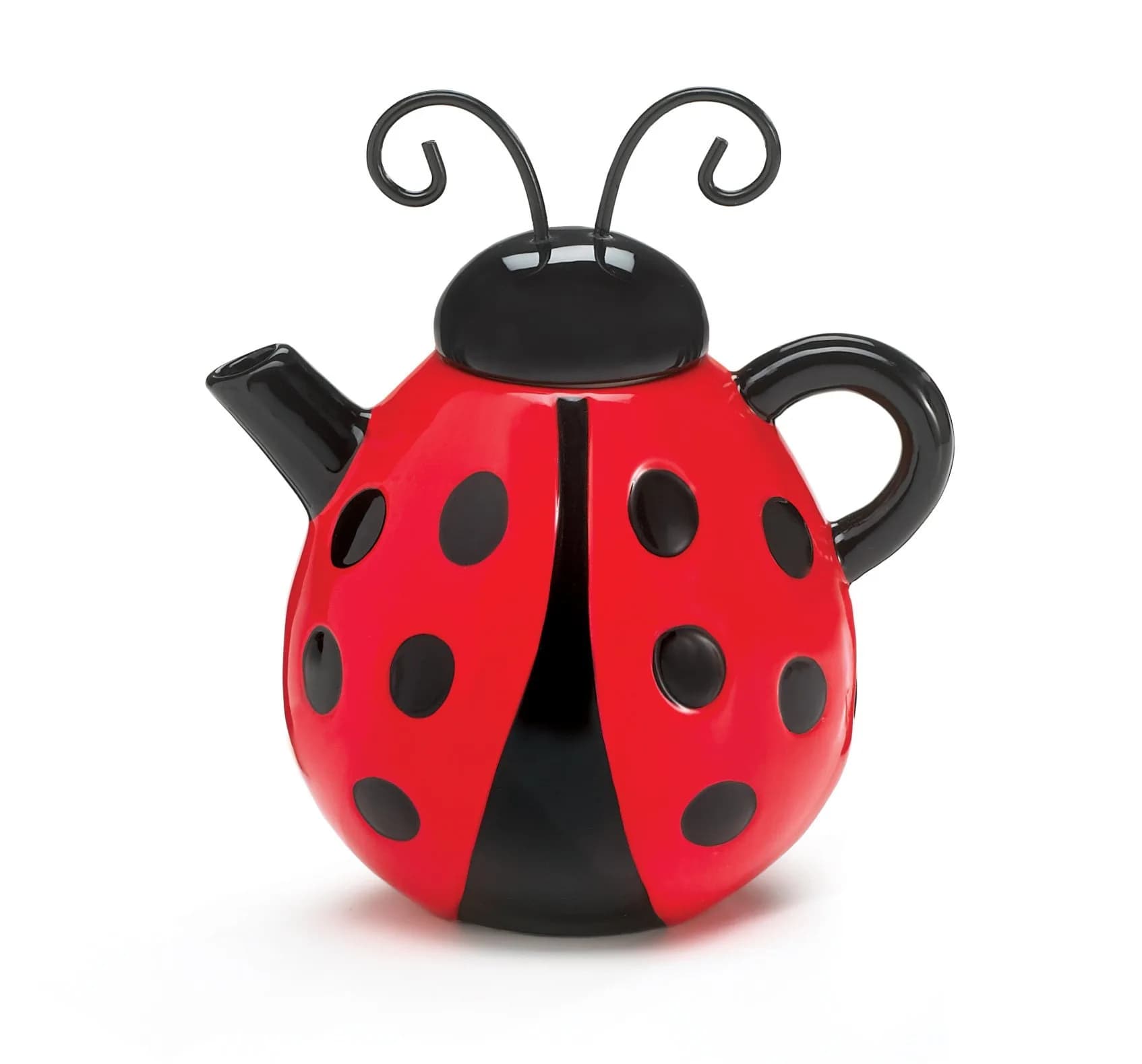 Burton Lucky Lady Teapot Ladybug Shape 562ml (19 oz) Red Ceramic | Hand-Painted Decorative Serveware - main product image
