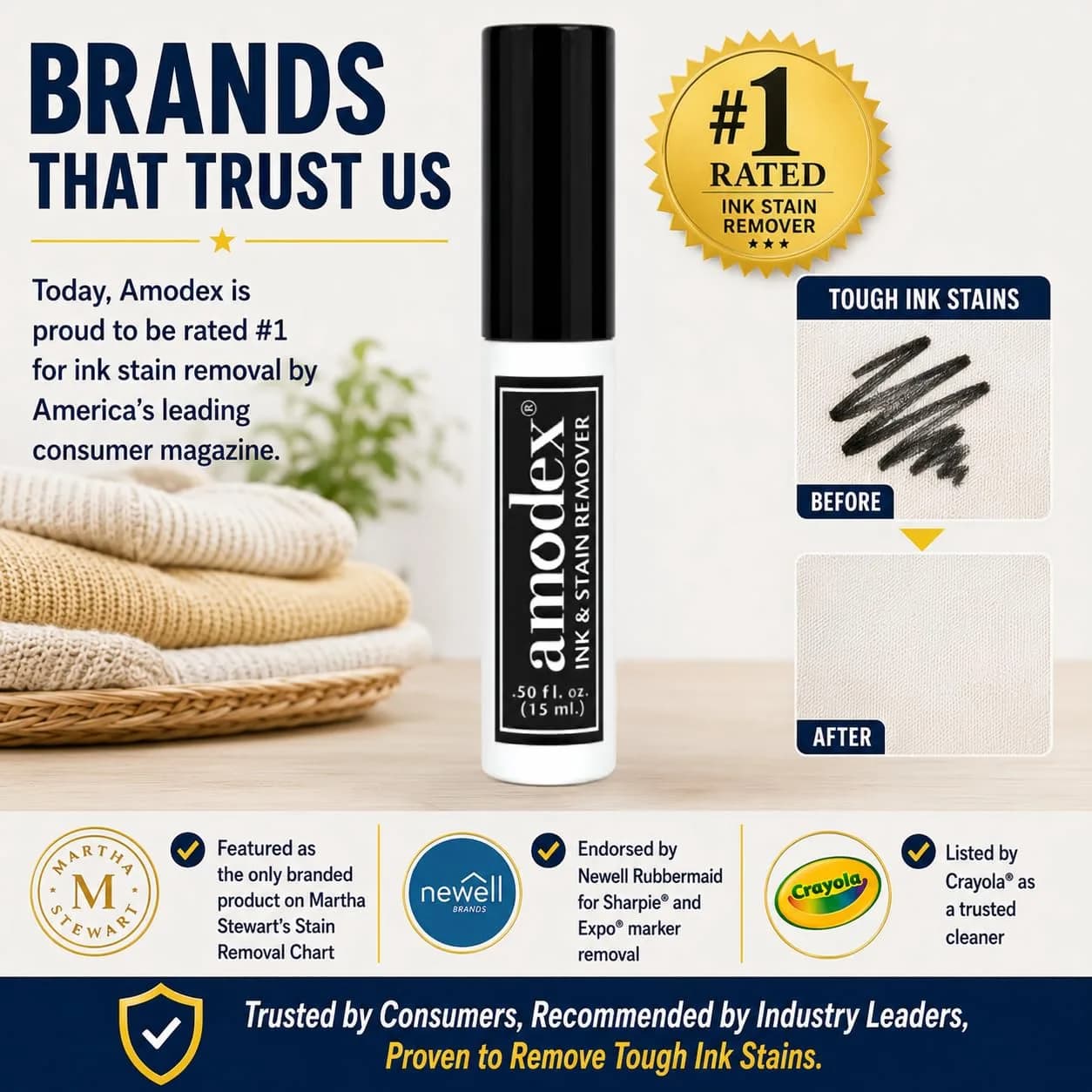 Amodex Ink & Stain Remover Traveler 0.5oz Bottle with Built-in Brush | Eco-Friendly, Non-Toxic, USA Made thumbnail 8