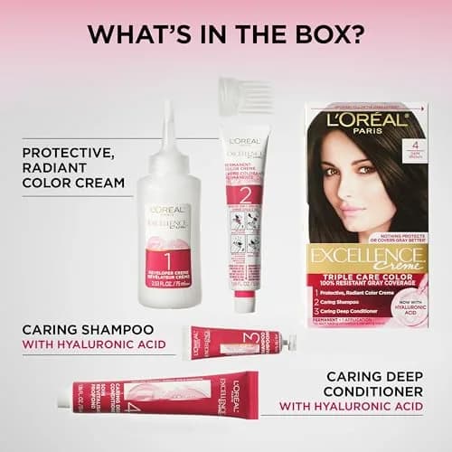 L'Oreal Paris Excellence Crème Permanent Hair Dye Dark Brown 1 Kit | Triple Care Color with Hyaluronic Acid for 100% Gray Coverage thumbnail 8