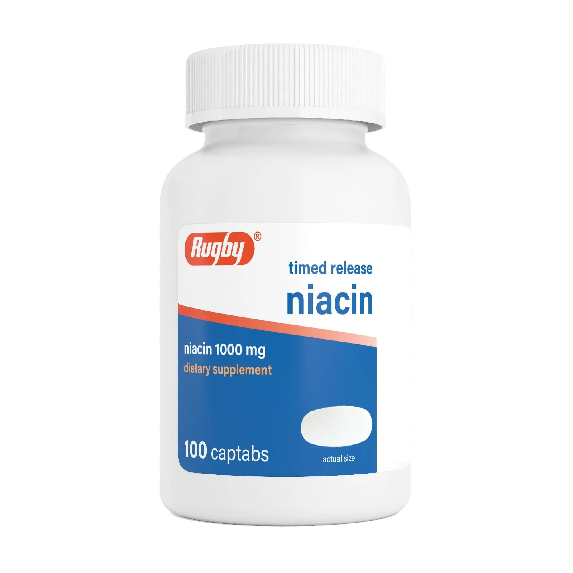 RUGBY LABORATORIES Timed-Release Niacin 1000mg | Supports Metabolism & Circulation — Off-white