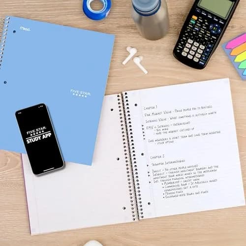 Five Star Spiral Notebook 100 Sheets Blue | College Ruled Paper, 8.5" x 11", Study App Integration thumbnail 4
