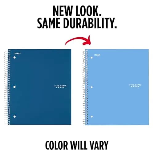 Five Star Spiral Notebook 100 Sheets Blue | College Ruled Paper, 8.5" x 11", Study App Integration thumbnail 2
