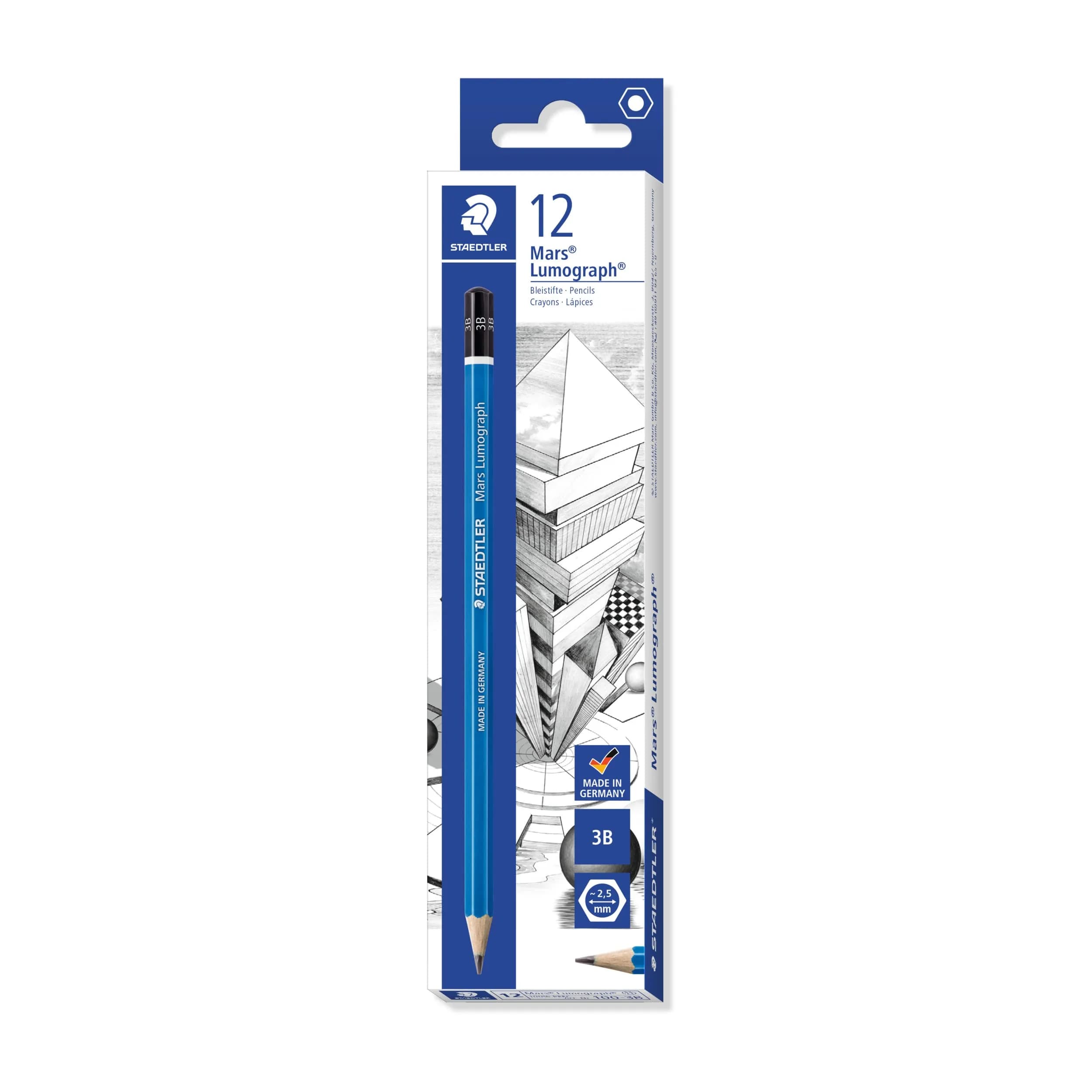 STAEDTLER Lumograph HB 12-Count Graphite Pencils | German Craftsmanship for Artists & Students — 3B