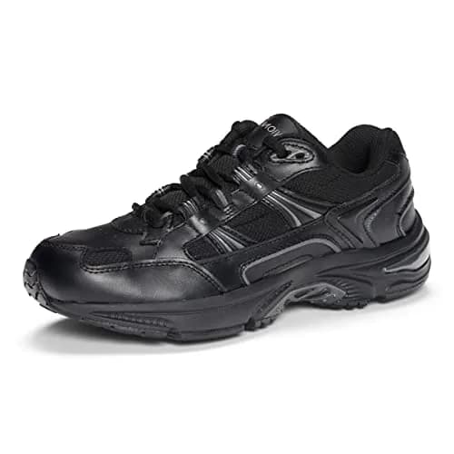 Vionic Women's Trainers Lace Up Walker Classic Shoes with Arch Support Wide Fit, Black Leather, 8.5 Wide | Lightweight Comfort for All-Day Wear thumbnail 1