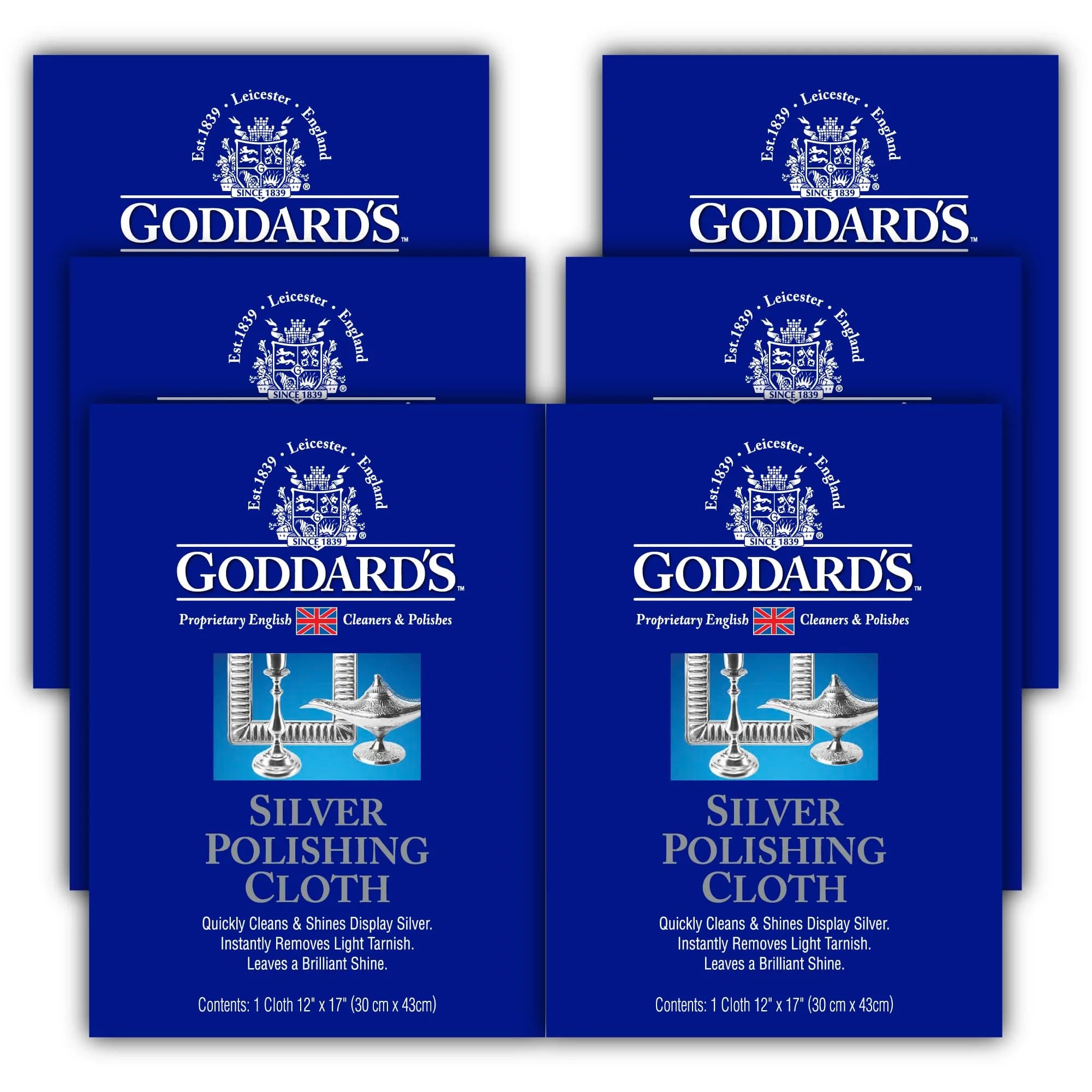 Goddard's Silver Polishing Cloth 2 Pack | Cleans and Protects Silverware & Jewelry — 6-Pack