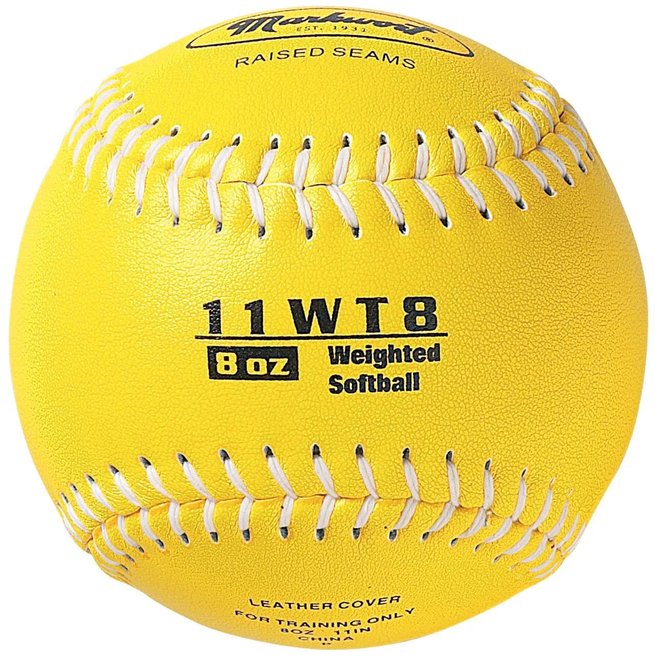 Markwort Color Coded Weighted 11-Inch Softball (2.27 kg / 5 lb, Grey) | Training Aid for Fast-Pitch — Yellow