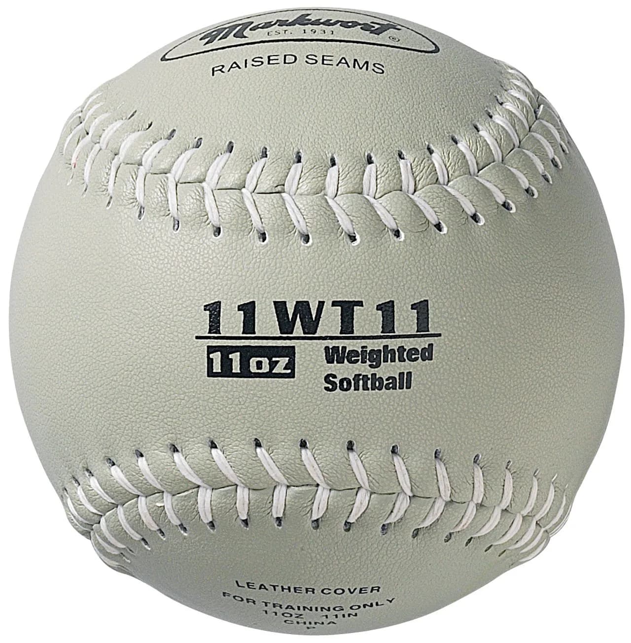 Markwort Color Coded Weighted 11-Inch Softball (2.27 kg / 5 lb, Grey) | Training Aid for Fast-Pitch — Grey