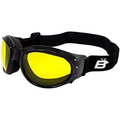 Birdz Motorcycle Goggles Black Frame/Yellow Lens | Shatterproof Polycarbonate & UV400 Protection (Adult) thumbnail 1