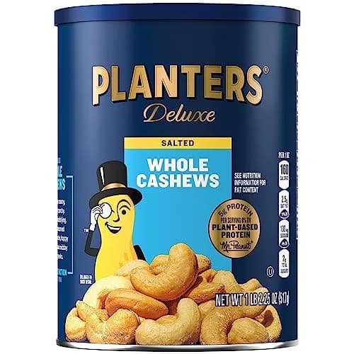 PLANTERS Deluxe Salted Whole Cashews 18.25 Oz | Plant Based Protein Snack with Rich Flavor thumbnail 1