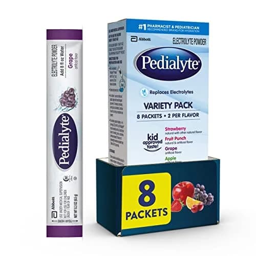 Pedialyte Electrolyte Powder Packets Variety Pack 8 Single-Serving Packets (0.3 oz / 9g) | Hydration Drink for Adults & Kids thumbnail 1