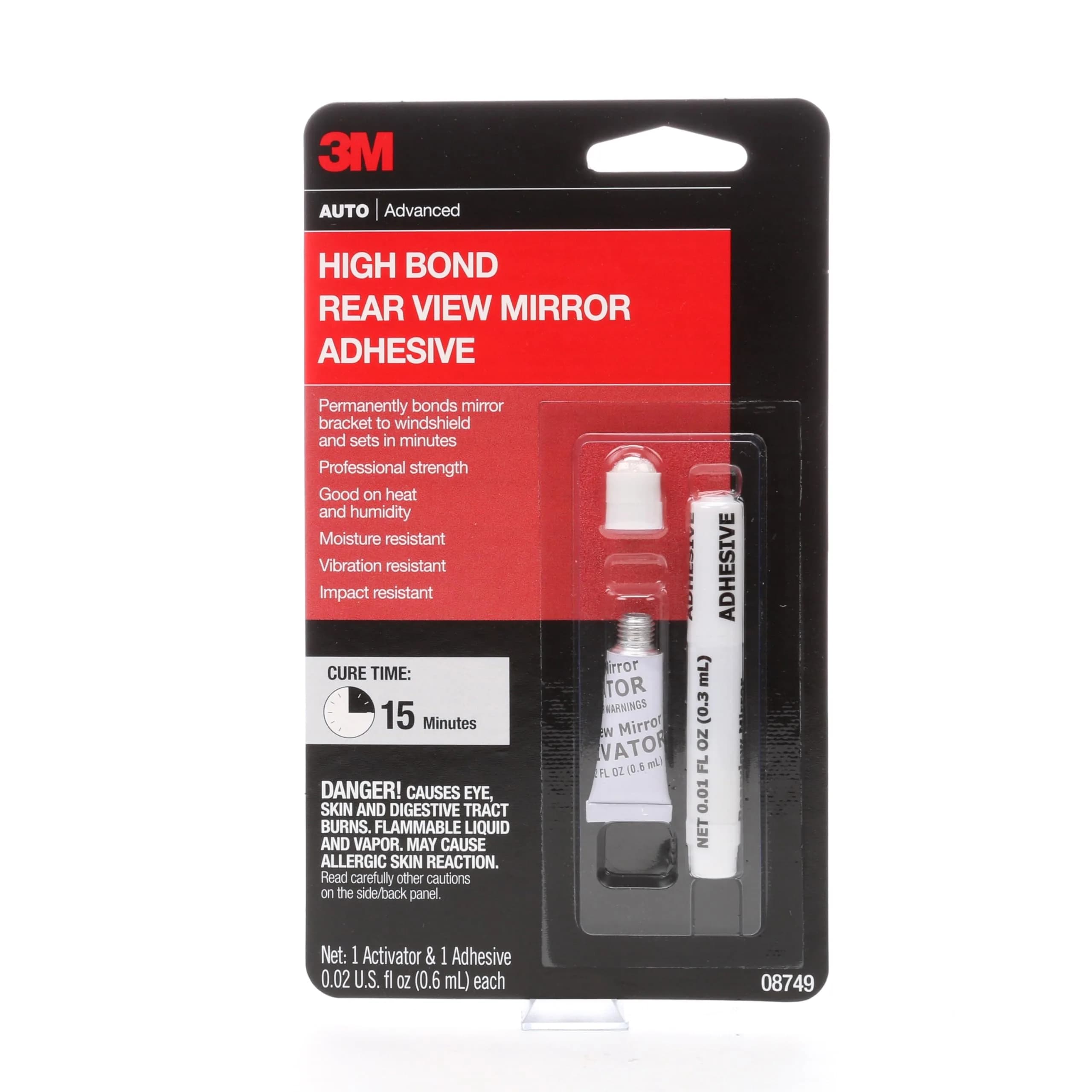 3M High-Bond Rearview Mirror Adhesive 0.02 fl oz (1.8 mL) | Securely Attaches Mirror Brackets