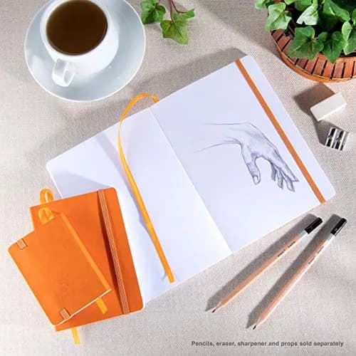 Pentalic 3" x 4" Pocket Sketchbook Traveler Journal, 160 Pages, Orange | Acid-Free Paper for Professionals & Students thumbnail 6