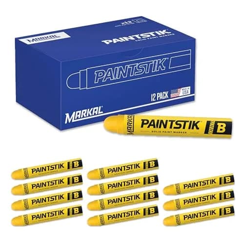 Markal Paintstik Solid Paint Marker Yellow 11/16" x 4-3/4" (Pack of 12) | Professional Grade Marking Pen thumbnail 1