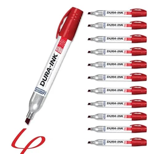 Markal Dura-Ink 25 Medium Chisel Permanent Ink Marker 1.80” & 1.40” | Versatile Surface Compatibility, 12-Pack thumbnail 1