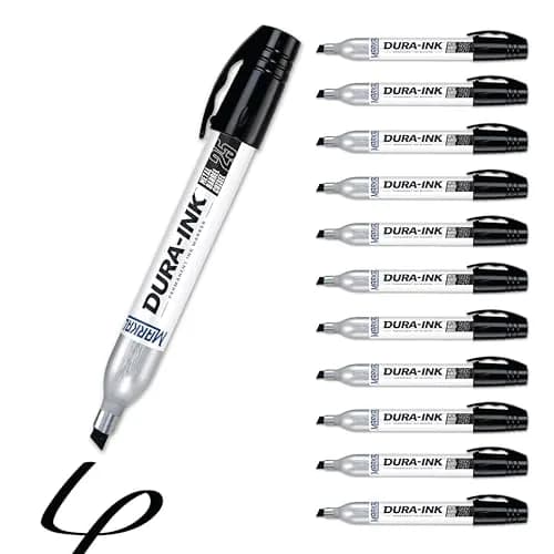 Markal Dura-Ink 25 Medium Chisel Permanent Ink Marker 1.80” & 1.40” | Versatile Surface Compatibility thumbnail 1