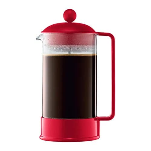 Bodum Brazil French Press Coffee Maker 1L (34oz) Red | High-Heat Borosilicate Glass Carafe thumbnail 1