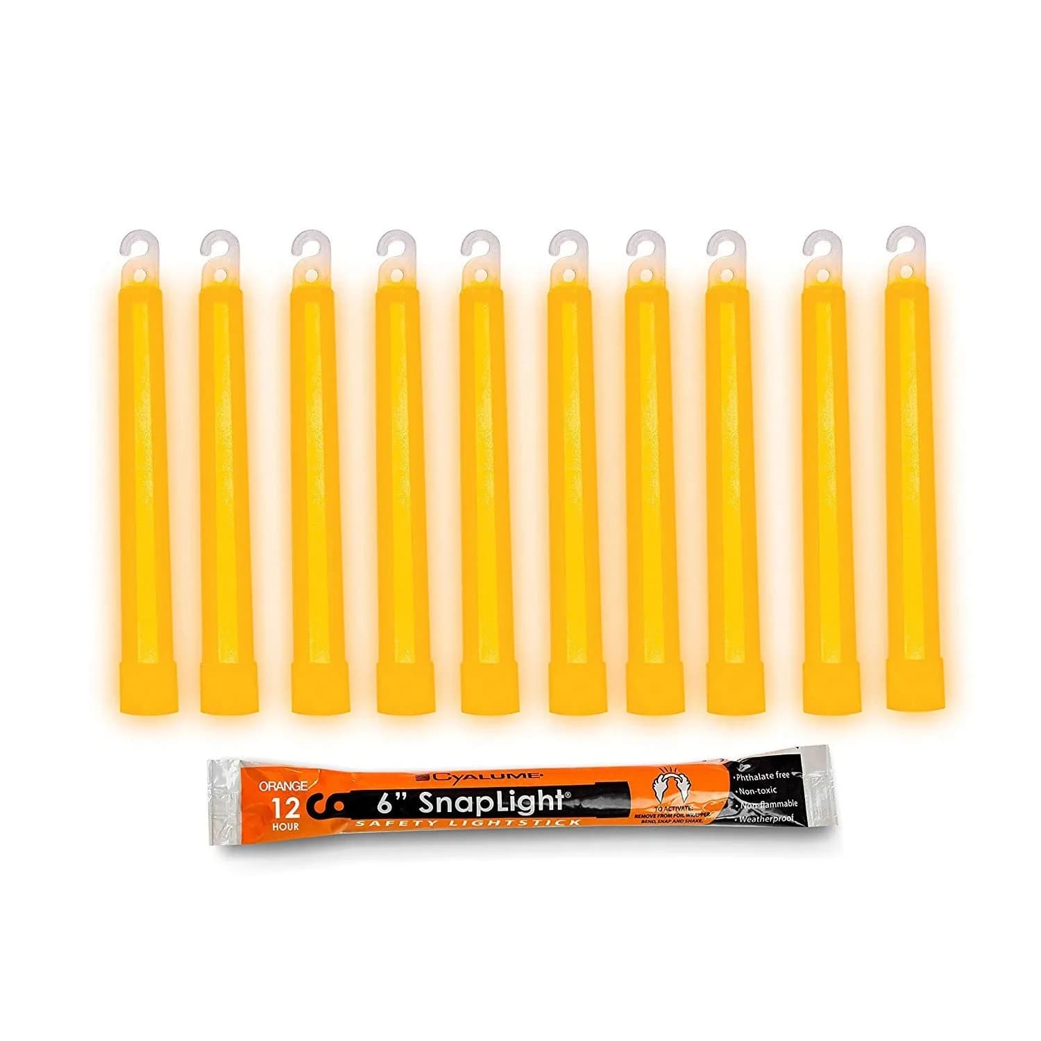 Cyalume Orange Glow Sticks 6 Inch (10 Pack) | Industrial Grade Ultra Bright Light Sticks