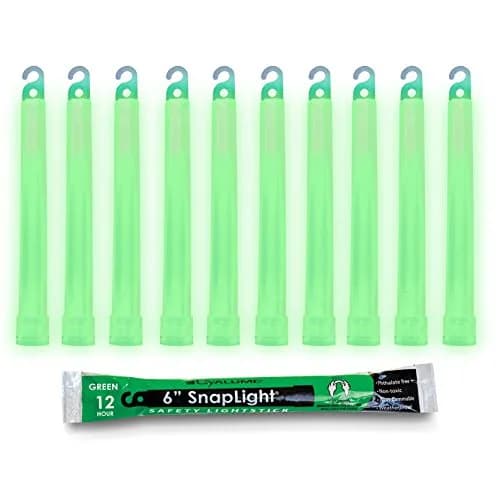 Cyalume Military Grade Glow Sticks Green 6” SnapLight Emergency Chemical Light Stick 12 Hour Duration, 10 Pack | 15.2 cm (6 Inch) Light Stick thumbnail 1