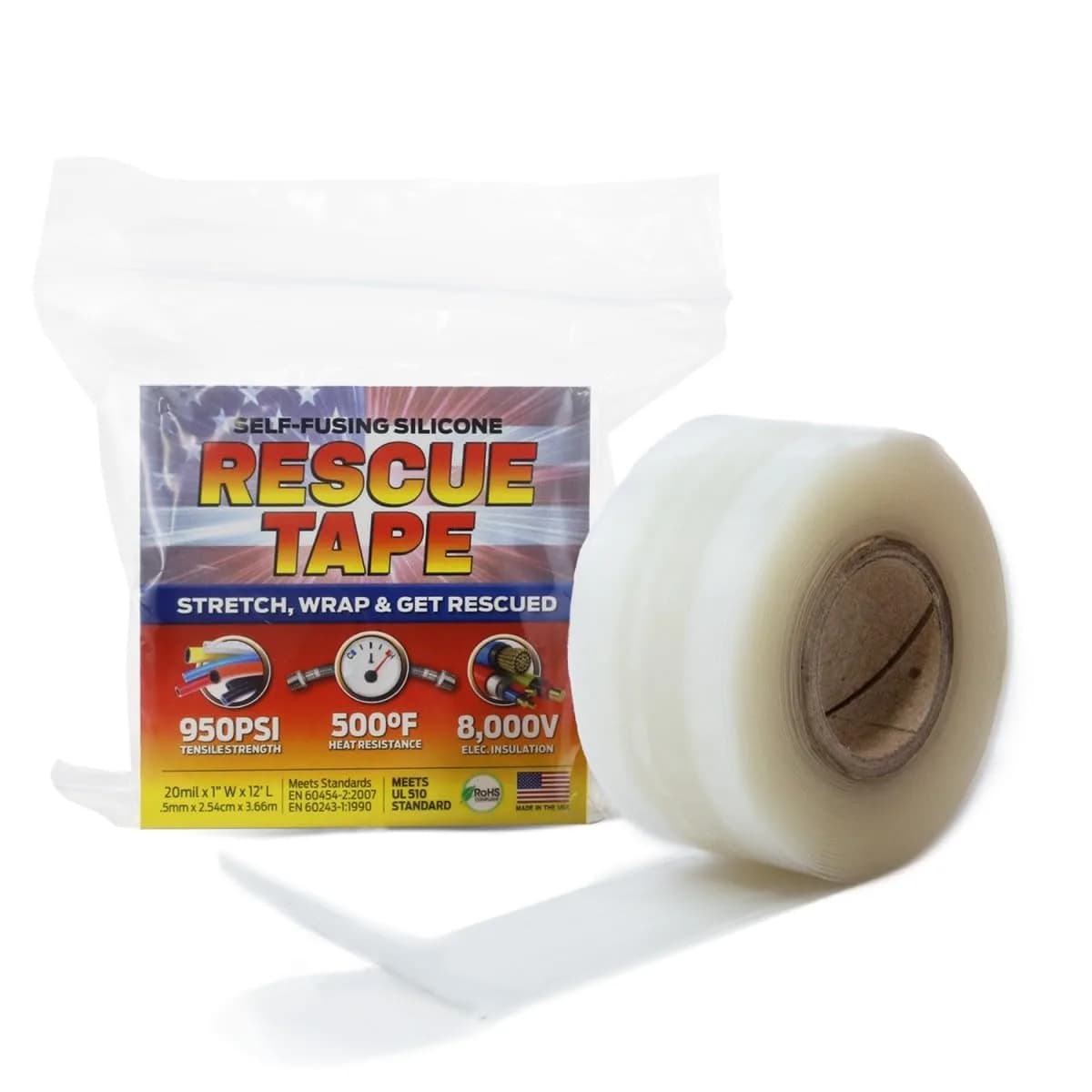 Bond It Rescue Tape Self-Fusing Silicone Repair Tape 1 in x 12 ft Clear | Waterproof Leak Seal & Electrical Insulation