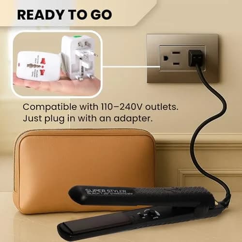 HerStyler Superstyler Onyx Ceramic Flat Iron - Travel Friendly - 1.25 inch | Salon Style, Negative Ion Technology thumbnail 5