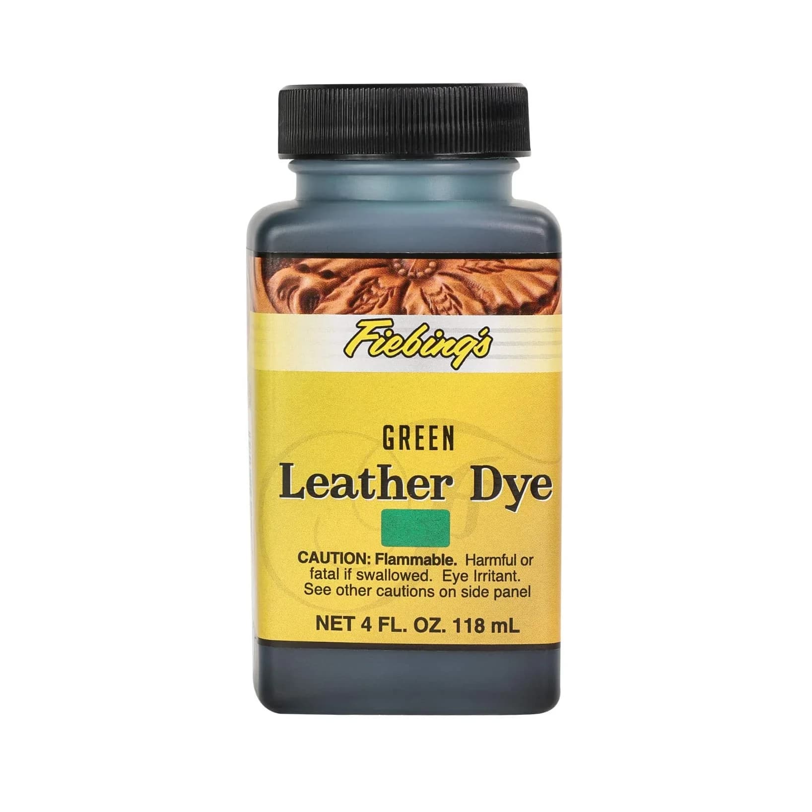 Fiebing's Leather Dye - Vibrant Green 118ml (4 fl oz) - Alcohol-Based Penetrating Dye for Leather & Wood