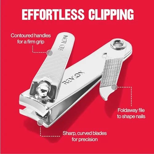 Revlon Nail Clipper With File, Curved Blade for Accurate Trimming & Grooming, Silver (9.5g) thumbnail 6