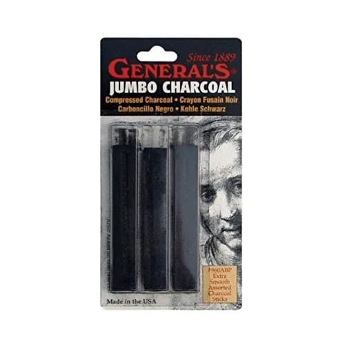 GENERAL'S Jumbo Charcoal Pencils 3-Pack | High-Quality Assorted Charcoal for Artists & Students thumbnail 1