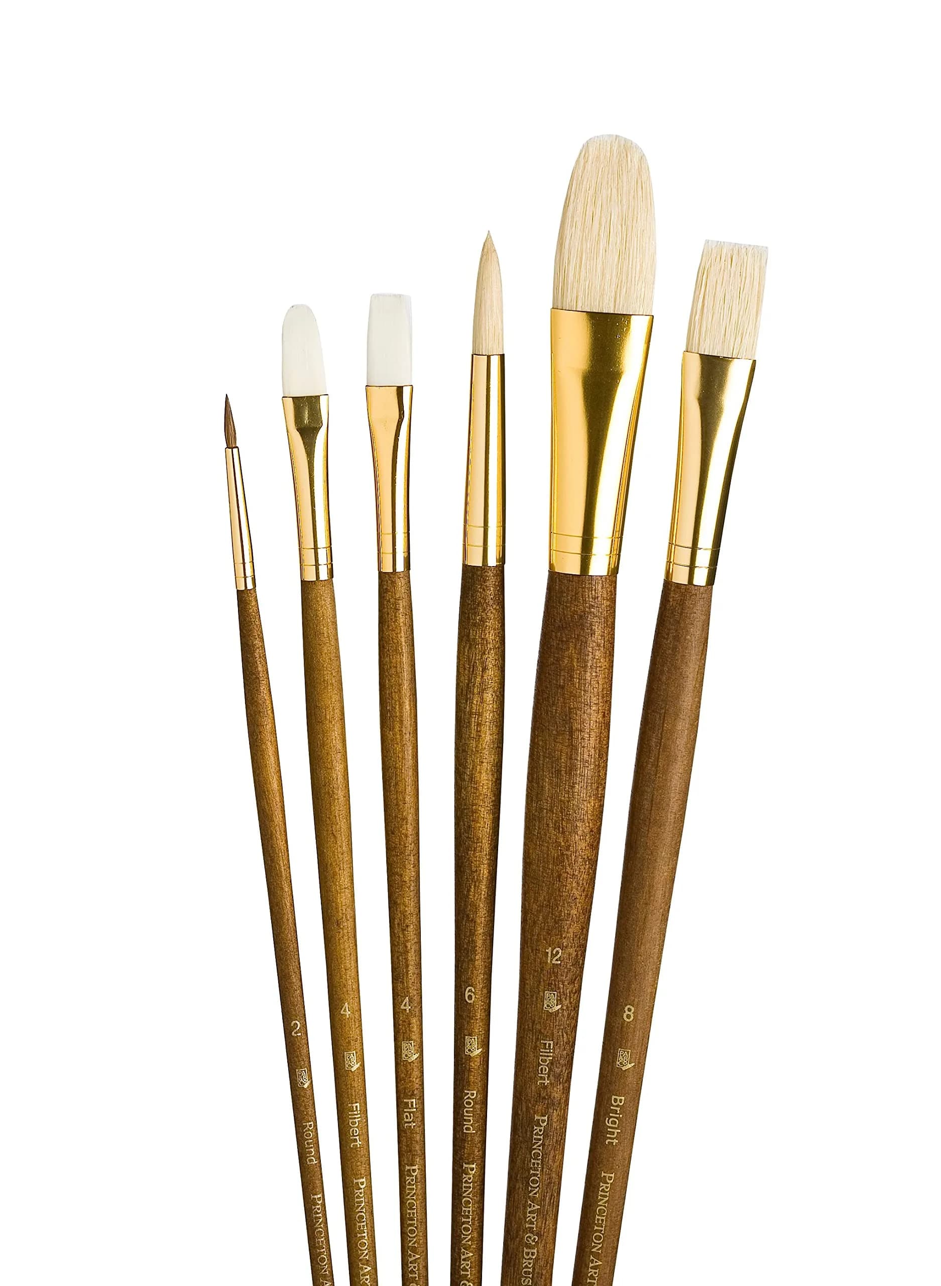 Princeton RealValue Brush Set, Natural, Brown Handle, 6 Piece | Acrylic, Watercolor & Oil
