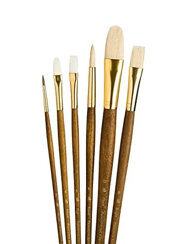 Princeton RealValue Brush Set, Natural, Brown Handle, 6 Piece | Acrylic, Watercolor & Oil thumbnail 1
