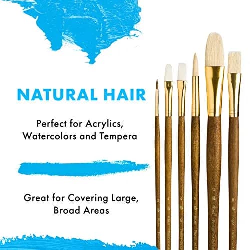Princeton RealValue Brush Set, Natural, Brown Handle, 6 Piece | Acrylic, Watercolor & Oil thumbnail 4