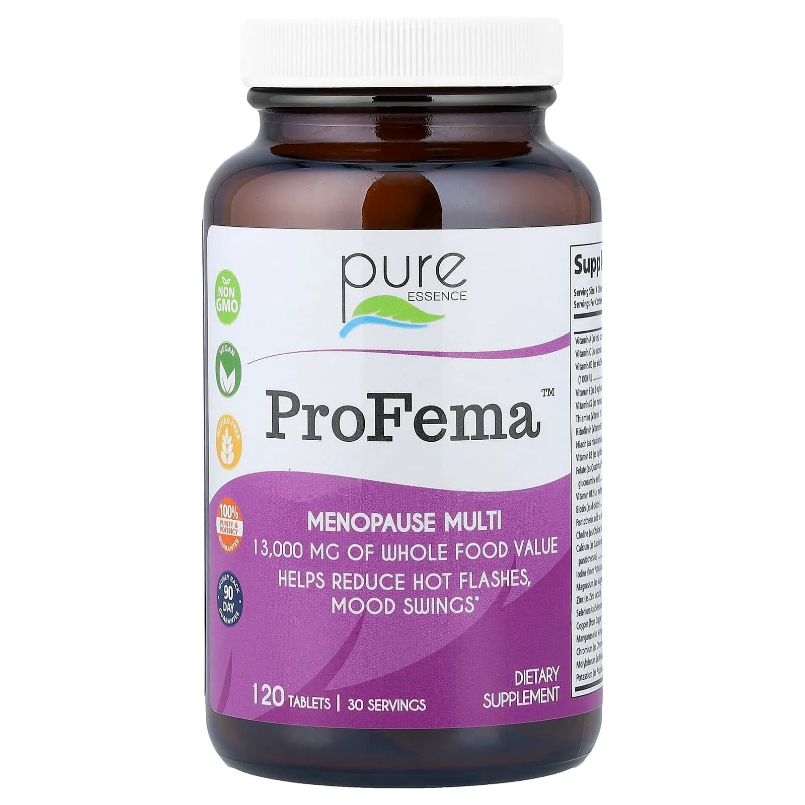 Pure Essence Labs ProFema Multivitamin for Women | Natural Menopause Relief & Hormone Balance (120 Capsules) - main product image