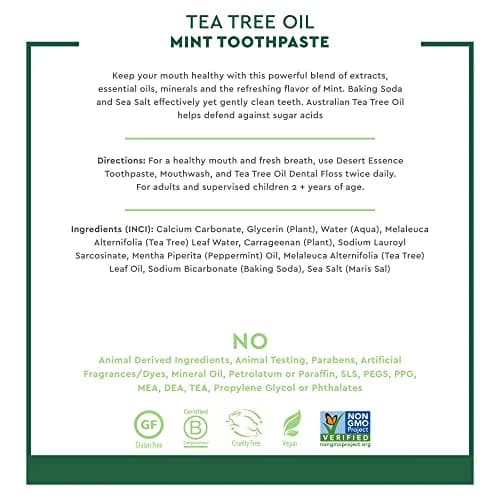 Desert Essence Tea Tree Oil Toothpaste - Mint - 6.25 Oz - Pack of 2 | Deep Cleans Teeth & Gums thumbnail 4