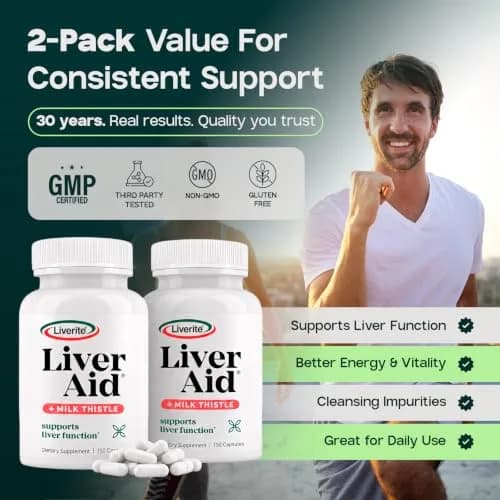 LIVERITE Liver Aid 2-Pack 150 Capsules | Supports Liver Function & Energy thumbnail 7