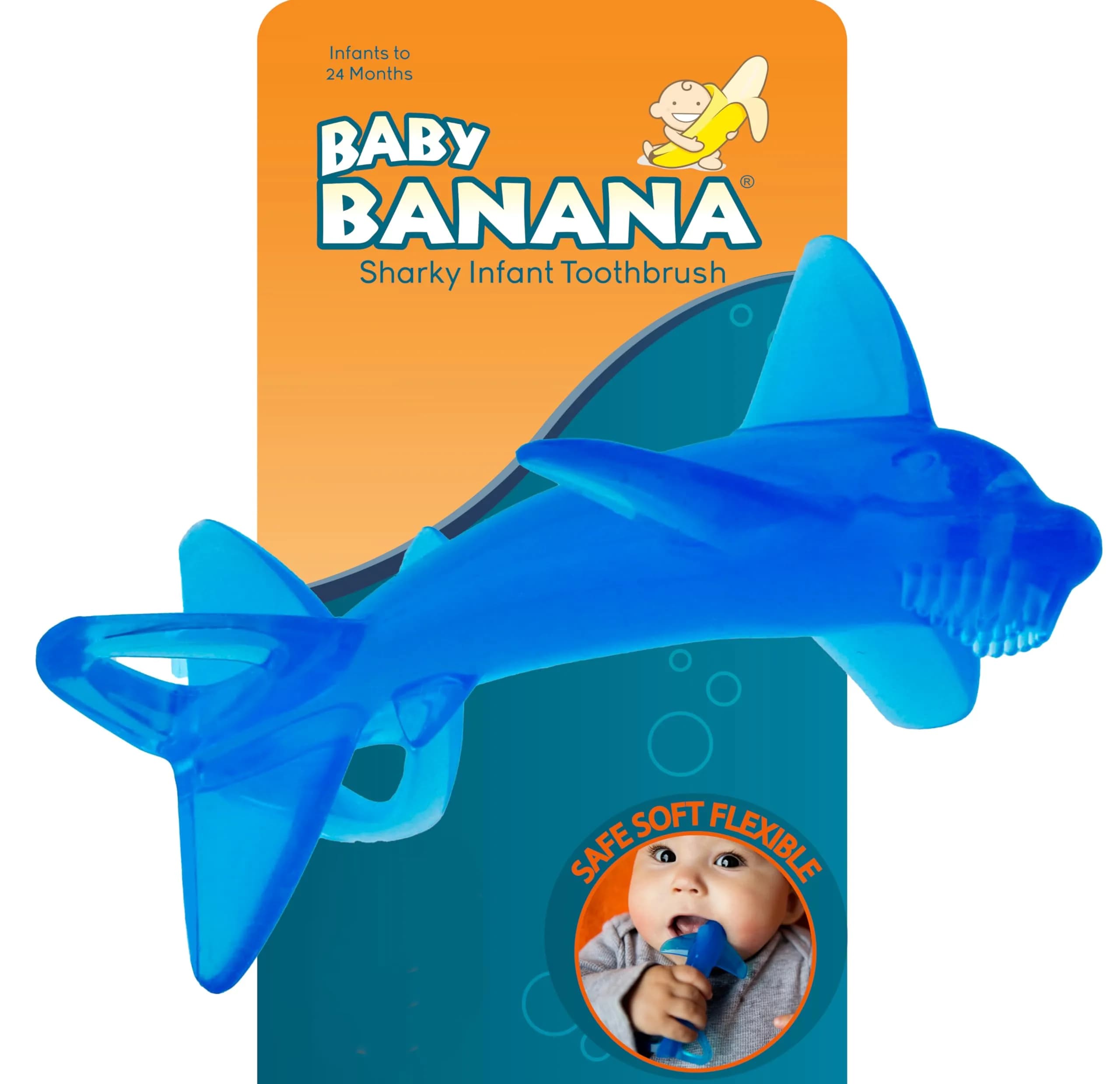 Baby Banana Corn Cob Toothbrush Teether 1 Count | Soft Silicone Baby Teething & Brushing Tool — Blue